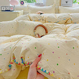 SHOPMOCHO Flower Printed Duvet Cover Sets Queen/King Bedding Set with Shell Edge Washed Cotton dekbedovertrek 240x220  이불 커버 Bed Cover Set