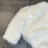 SHOPMOCHO 2026 Winter Women Cotton Jacket Lapel Long Sleeve Patch Cross Short Fur Coat Black