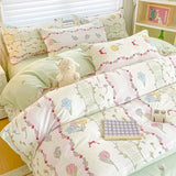 Shopmocho Tulip Flower Duvet Cover Set Single Queen Size Botanical Floral Bedding Set Soft Reversible Comforter Cover with 2 Pillowcases