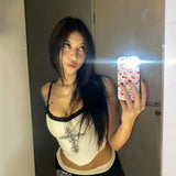 Shopmocho 2025 New Women Summer sexy Y2K hot girl slim fit tank top, European and American street style printed lace top for women