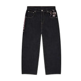 Shopmocho 2025 Baggy Jeans Plum Blossom Embroidery Y2K Harajuku Vintage Wide Leg Pants Men Women Denim Fabric Street Wear