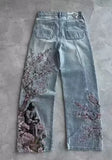 SHOPMOCHO New Baggy Slim Fit Denim Jeans Women Crown Diamond High Waist Casual Y2K Graphic Japanese Streetwear Vintage Washed Pants Women