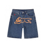 SHOPMOCHO Y2k American Retro Hip-Hop Printed Denim Shorts Summer Men And Women Fashion High Street Personalized Loose Straight Jeans