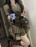 SHOPMOCHO French Vintage Chic Short Suit Jacket And Pleated Skirt Dress Set Women's Fashion Autumn Winter Outfit Elegant Lady Style