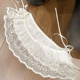 Shopmocho Korean Fashion Lace Irregular Skirt Curtain White Flowers Lace Mesh Halfbody Skirt Women Summer Bottoms Jeans Decorative Hemline