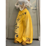 SHOPMOCHO 2026 American Style Vintage Gradient Letter Print Casual Wide Leg Pants Loose Fit Hip Hop Jazz Dance Women Fashionable Trousers