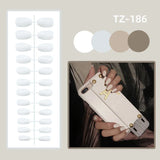 SHOPMOCHO 24Pcs Short Almond Fake Nails Butterfly Wings Nail Art with Glue Glitter Flower False Nails Acrylic Autumn Winter Press on Nail