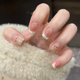 Shopmocho 24pcs Detachable Short Press on Nails Y2k rhinestone False Nails with Glue Ballet Sweet Cool Girls Artificial False Nails Tips