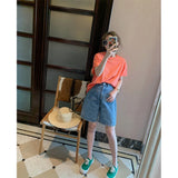 SHOPMOCHO plus Size Women's Denim Wide Leg Shorts Summer Loose Fit Slimming Straight Cut Five-Quarter Trendy Blue Jeans Casual Shorts