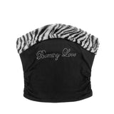 SHOPMOCHO Women's Sexy Slim Fit Y2K Leopard Print Vest Strapless Top Short Style Navel Exposed Casual Summer Fashion Letter Hot Drilling