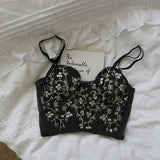 Shopmocho Three-dimensional embroidered bra sexy lace fish bone corset widened breasted with steel ring 2/1 half cup bralette underwear