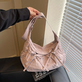 Shopmocho Large Capacity Women's Shoulder Bags Lightweight Nylon Pleated Crossbody Bag Multiple Pockets Hobo Bag For Women Commuting