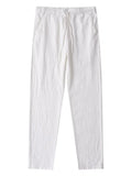 Shopmocho Casual Cotton Linen Chino Pants Men Wide Leg Lightweight Baggy Cotton Sweatpants Male Sport Jogger Straight Work Trousers