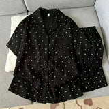 SHOPMOCHO Y2K Embroidery Plaid Dachshund 2PC Set Women's Pajamas Sweet Cute Short Sleeve Shorts Pajamas Lapel Neck New Summer Homewear