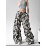 SHOPMOCHO American Retro High Street Casual Overalls Camouflage Loose Wide Leg Pants For Women Y2k Hip-hop Cargo Grunge Baggy Trousers