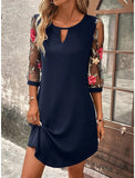 Shopmocho Luxury Dress Women's Perspective Mid Sleeve Printed Round Neck Mini Skirt Summer Party Dress