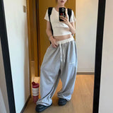 SHOPMOCHO Y2k American Retro Black Hip-Hop Sweatpants Women Casual Oversized Streetwear Baggy Loose High Waist Wide-Leg Jogging Pants
