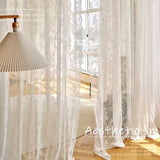 SHOPMOCHO French Lace Tulle Curtain White Tulle Lace Curtains Blind Living Room Bedroom Breathable Screen Curtain Wedding Decor Curtains