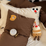 SHOPMOCHO Brown Stripe Bedding Comforter Set Pillowcase bed sheet Single Full Size Bed Linen Duvet Cover Set Queen/King Double Single Bed