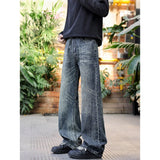 SHOPMOCHO Baggy Jeans For Man Pants Jeans Trendy High Street Washed Flared Denim Trousers Versatile American Style