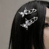Shopmocho 1/4pcs Y2K Irregular Liquid Metal Hairpin Butterfly Zircon Hair Clips Girl Fashion Silver Bang Clip For Women Hair Accessories