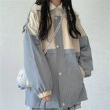 Shopmocho Fashion Cute Charm Outdoors Oversized Blue Series Hoodie Button Women Street Fashion Clothing Retro Simple Pullover Sweatshirt