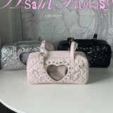 SHOPMOCHO Pink Transparent Pocket Japanese Itabag Rivet Design Lolita Shoulder Bag PU Leather Harajuku Pain Bags Y2k Sweet Handbags Girls
