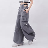 Shopmocho American Individualized Spicy Girl Hollow Out Workwear Pants for Women Fashion Zipper Two Wear Design Casual Versatile Trousers