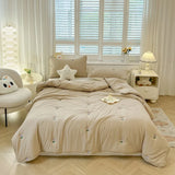 SHOPMOCHO Summer new tulip embroidered summer quilt household solid color air conditioner quilt, no pillowcase