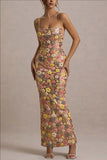 Shopmocho Summ Women Flowers Sequin Patchwork Slim Party Long Dress Strapless Fashion Maxi Dress, Sexy Sleeveless Ladies Dress Vestidos