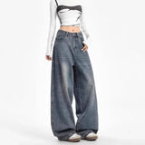 Shopmocho High Waist Wide Leg Denim Jeans Women's Loose Straight Floor-Length Pants Spring New Style Autumn Winter Comfortable Sensation