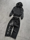 SHOPMOCHO Y2K Harajuku Punk Gothic Loose Hooded Sweatshirt American Embroidered Patch Casual Double Hooded High Street Retro Sports Sui