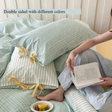 SHOPMOCHO Double Sided Stripes Bow Pillow Cases 48x74cm Soft Comfortable Covers Cotton Pillow Cover Pillow Sham Beds Home Decoration gifts