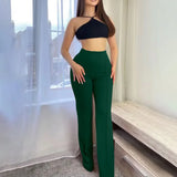 Shopmocho Women's Slim Bell-Bottoms Trousers Trendy Spring Autumn Pants Office Lady Solid Color Flared Trousers