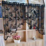 SHOPMOCHO 1pc Lace Bird Short Curtians for Kitchen Cafe Study Room Spring Pastoral Half Sheer Small Window Valance Drapes
