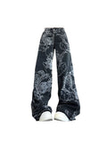 SHOPMOCHO Women Black Gothic Dragon Print Jeans Baggy Vintage Aesthetic Cowboy Pants Harajuku Denim Trousers Y2k Trashy 2000s Clothes 2026