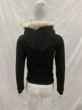 SHOPMOCHOVintage American Retro White Letter Hoodie Women Winter Faux Fur Lined Zip Up Sweatshirt Cozy Pullover Streetwear 2026 new