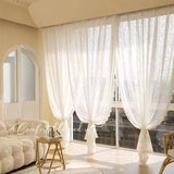 SHOPMOCHO French Lace Tulle Curtain White Tulle Lace Curtains Blind Living Room Bedroom Breathable Screen Curtain Wedding Decor Curtains