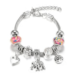 SHOPMOCHO New Butterfly Pendant 5 Color Rhinestone Snake Chain Bangle Lobster Buckle Adjustable Charm Woman Beaded Bracelet Jewelry Gift
