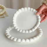 Shopmocho Ins Style Beaded Dessert Plate French Western Food Plate Ceramic Breakfast Plate Ornaments Poses Ceramic Dishes