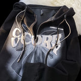 Shopmocho Slimming Effect Oversize Hoodie Women's Loose Fit Printed Bubble Jacket Student Open Cardigan Outerwear Polyester Fiber