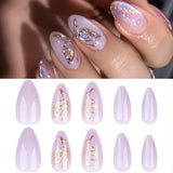 SHOPMOCHO Red Y2K Wearable Nail Art Chic Silver Butterfly Love Metal Bead Almond False Nails Detachable Finished Fake Nails Press on Nails