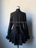 SHOPMOCHO Spring Vintage Gothic Style Lace Up Dress Women Design High Street Black Lolita Slim Dresses 2025 Y2k Lace Long Sleeve Clothing