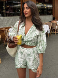 Shopmocho Woman 2 Pieces Shorts Sets 2025 New Fashion Embroidery Short Blouse Summer Women Suit Shorts Two Piece Set Womens Outfits
