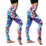 Shopmocho 2Pack Stretchy Women's Colorful Printing Leggings Elastic Tight Cropped Pants