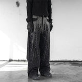 SHOPMOCHO Autumn Winter High Street Denim Pants Men's Retro Full Diamond Hot Stamping Hip-hop Loose Straight Leg Wide Leg Streetwear Jeans