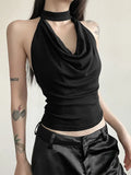SHOPMOCHO Solid Color Simple Casual All-match Cool Confident Sexy Beautiful High Street Summer Travel Women's Thin Halter Vest