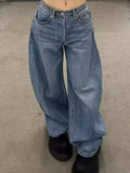 SHOPMOCHO Gradient Spring 2026 Casual Blue Jeans Women Y2K Vintage High Waisted Jeans Straight Streetwear Loose Large Wide Leg Denim Pants