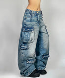 SHOPMOCHO Streetwear Fashion New Multi-pocket Washed Baggy Jeans Men And Women Y2K Hip Hop Harajuku Casual Gothic High Waist Wide Trousers