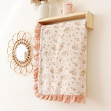 SHOPMOCHO Ruffle Baby Blanket Cotton Swaddle Newborn Wrap Flower Muslin Receive Blankets Stroller Cover